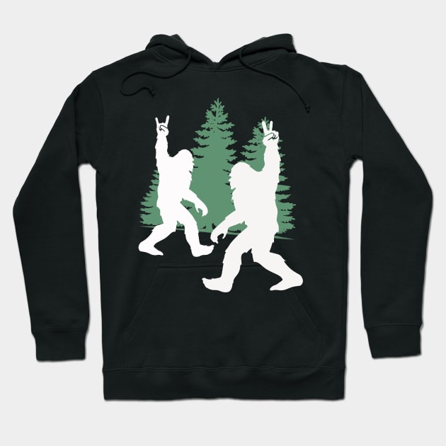 Bigfoot and Sasquatch Crossing Paths in the Woods, Yeti, Yowi, Funny, Science Fiction, Sasquatch Design, Cryptid, Cryptozoology Hoodie by ThatVibe